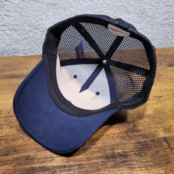 Berkley Trilene Fishing Hat Cap Fitted Mesh Back Trucker L/XL Navy Blue - Picture 6 of 9